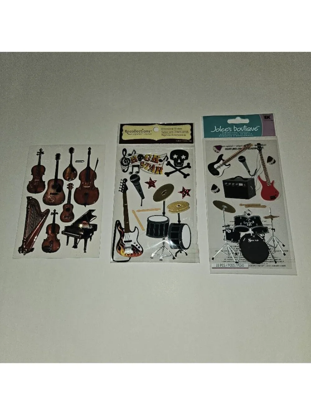 Dimensional Stickers Lot Musical Instruments Scrapbooking Guitar Drums Piano